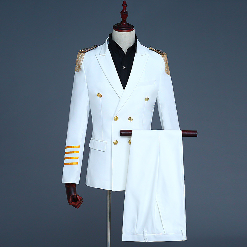 Men's Captain Costume Navy / White / Black Pilot Uniform Set - Image 3