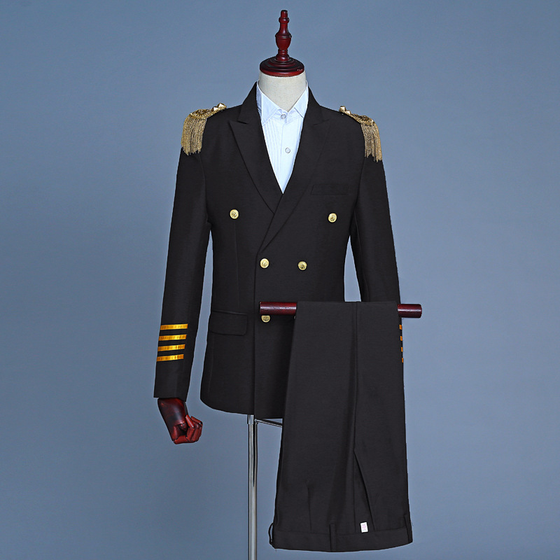 Men's Captain Costume Navy / White / Black Pilot Uniform Set - Image 4