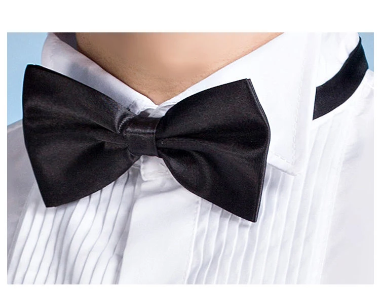 classic winged collar dress shirt men's wingtip tuxedo formal shirts with red black bow tie party dinner wedding bridegroom tops
