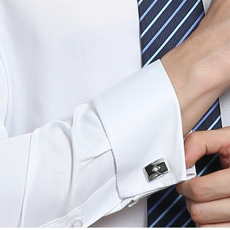 Classic French Cuff Men's Dress Shirt - Long Sleeve Formal Shirt with Cufflinks - Image 2