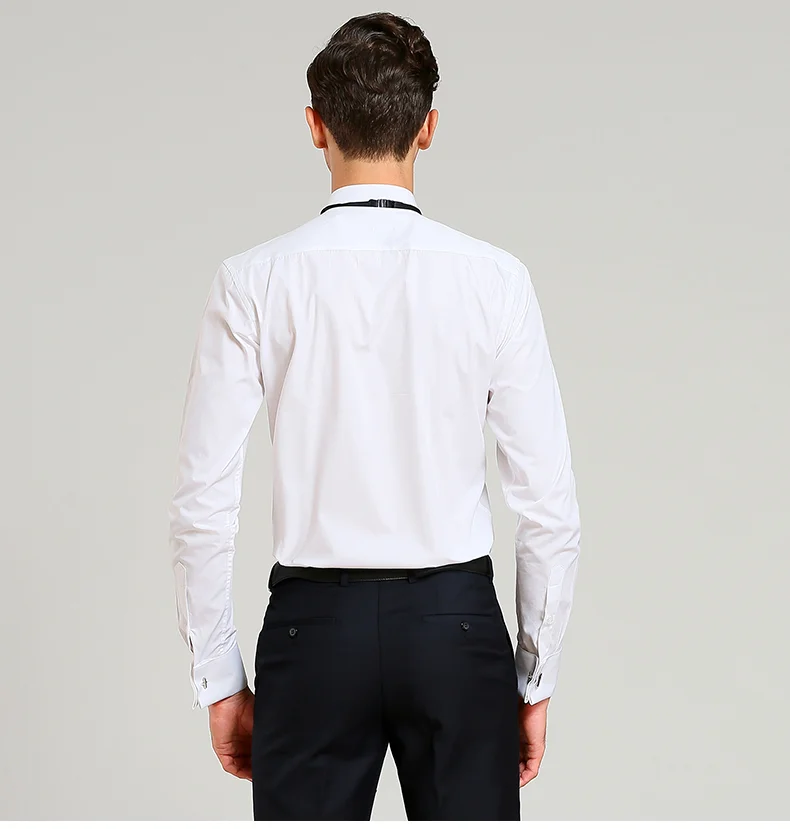 Extral Large Wing Tip Men's French Cuff Tuxedo Long Sleeve Dress Shirt Male Oversized Formal Business Party Wedding Bridegroom - Image 5