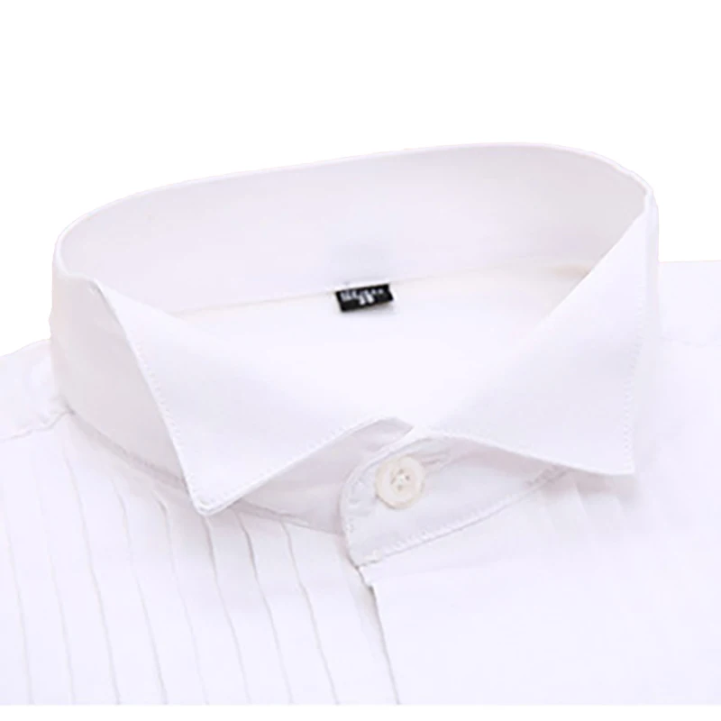 Extral Large Wing Tip Men's French Cuff Tuxedo Long Sleeve Dress Shirt Male Oversized Formal Business Party Wedding Bridegroom - Image 4