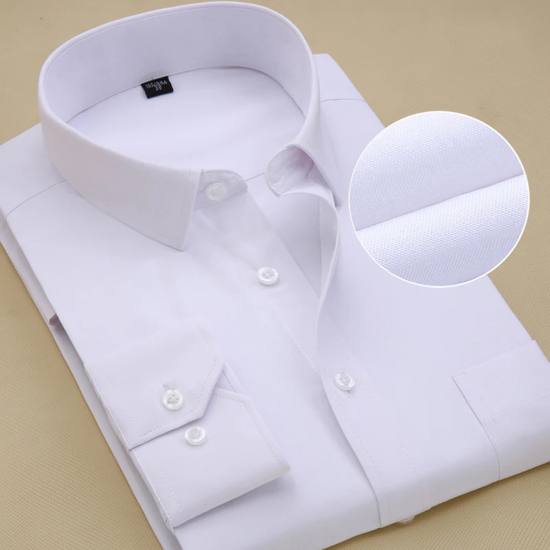 Plus Size Long Sleeve Men Dress Shirt Fashion Male Business Formal Wear Office Working White Shirts 45 46 47 48 Large Clothing - Image 5