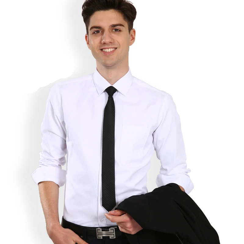 Plus Size Long Sleeve Men Dress Shirt Fashion Male Business Formal Wear Office Working White Shirts 45 46 47 48 Large Clothing - Image 2