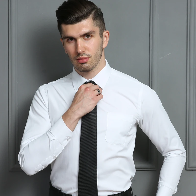 Plus Size Long Sleeve Men Dress Shirt Fashion Male Business Formal Wear Office Working White Shirts 45 46 47 48 Large Clothing - Image 3